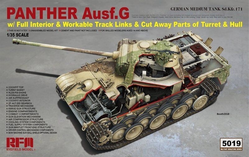 Ryefield Model RM5019 1/35 Panther Ausf.G w/Full Interior New