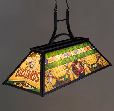 Tiffany Vintage Pool Table 3-Light Rustic Billiards Light Fixtures Chandelier
