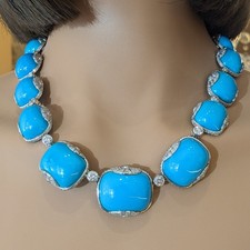 Fred Leighton Nat'l Turquoise and Diamond Necklace in 18k White Gold - HM2740SB