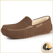 KIDMI Women's Genuine Suede Moccasin Slippers, Mocha 42