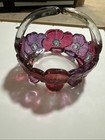 Vintage Westmoreland Glass Cranberry Dogwood Flower Split Handle Basket — photo 1