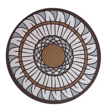 Puppenhaus Teppich Hellblau & Brown Rund Muster Boden Zubehör Kleine Runde