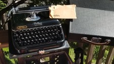 VINTAGE KARL ZUZA 1950'S ERIKA 10 BLACK TYPEWRITER WITH CASE DOCUMENTS MANUAL thumbnail