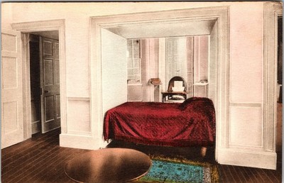 Monticello VA-Virginia, Jefferson Home Alcove Bed, Candle Table Vintage Postcard