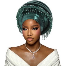 African Aso Oke Headtie Auto Gele Nigeria Wedding Party Turban Cap for Women New