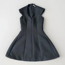 Alexis XS Black Quilted Skater Mini Modern Sophisticated Architectural Chic