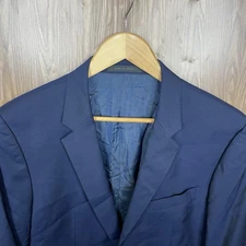 Hugo Boss Sport Coat Mens 38L Blue Solid 100% Reda Super 110 Wool Double Vented