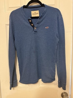 Hollister Navy Blue Long Sleeve Henley Shirt Mens Size Small | eBay
