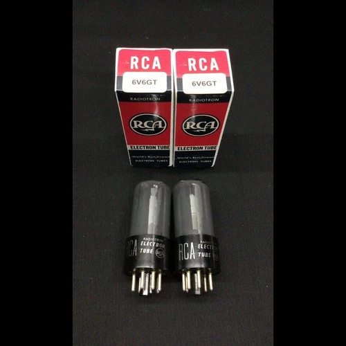 MATCHED PAIR RCA 6V6GT Smoked Glass Amplifier VINTAGE Vacuum Tubes Tested B.9502
