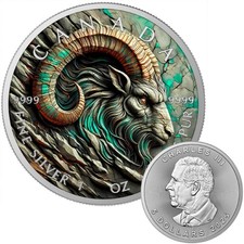 Stone Zodiac Capricorn 2025 $5 1 oz Silver Maple Leaf Coloured Coin  100 Mintage