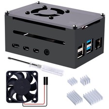 Aluminum Case Raspberry Pi 4 Model B Fan Heatsink Supports POE Hat Enclosure
