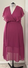 City Chic Plus Size XS 14 Maxi Dress Pink Butterfly Sleeve Evening Party NEW