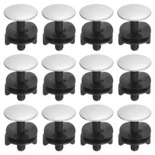 12Pcs Kitchen Sink Hole Cover 45mm/1.77" Faucet Hole Cover Silver/Black