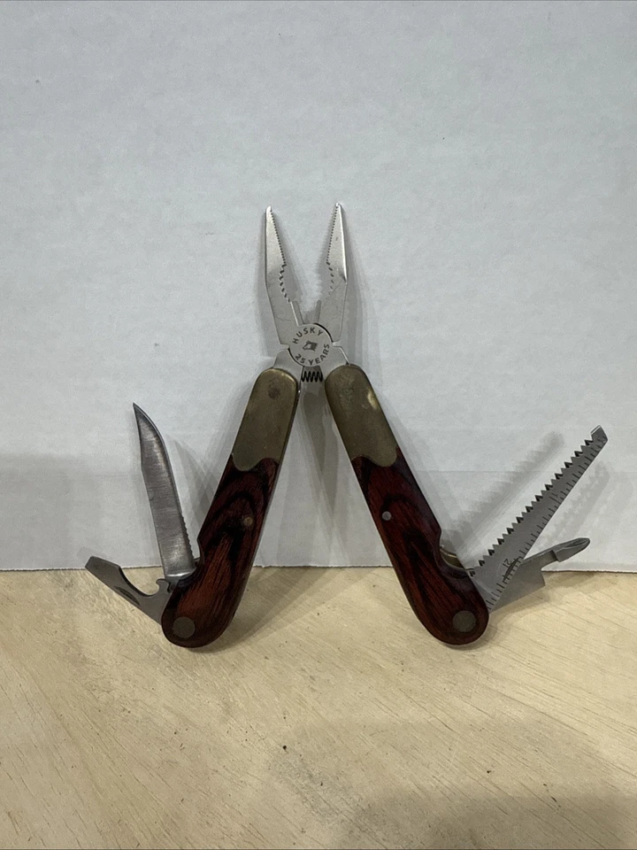 复古 Husky 25 周年多工具黄铜木质限量版皮革 — 第 3/4 张图片