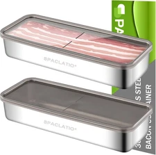 Bacon Container for Refrigerator, 1 Pack 304 Stainless Steel steel 