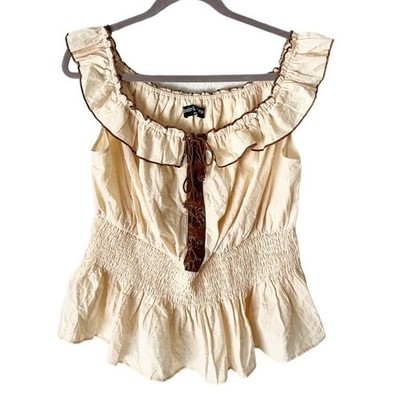 Scarlet Darkness Victorian Renfaire Piratecore Lace Up Milkmaid Top Size 2X