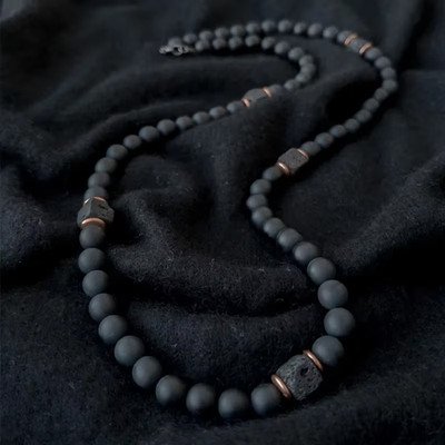 Mens Jewelry   Matte Black Onyx Necklace