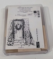 New Unmounted Stampin Up 3 pc Wood Stamp Set  Home for Christmas