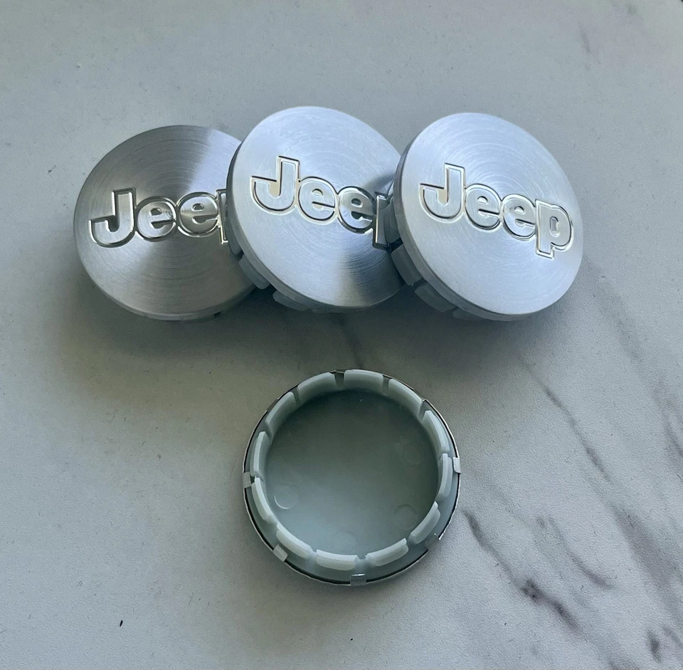 4x 55mm 2.16In Brushed Metal Silver Wheel Center Caps Fits 2002-11 Jeep Models - Image 3 of 4