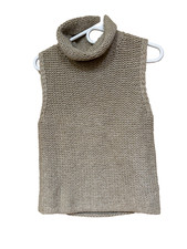 Banana Republic Sleeveless Knit Sweater Vest, Cowl Neck, Bone, Size S