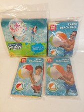 Lot Of 4 Inflatable Beach Balls 1-48" & 2 -19" & 1-13" New Sealed