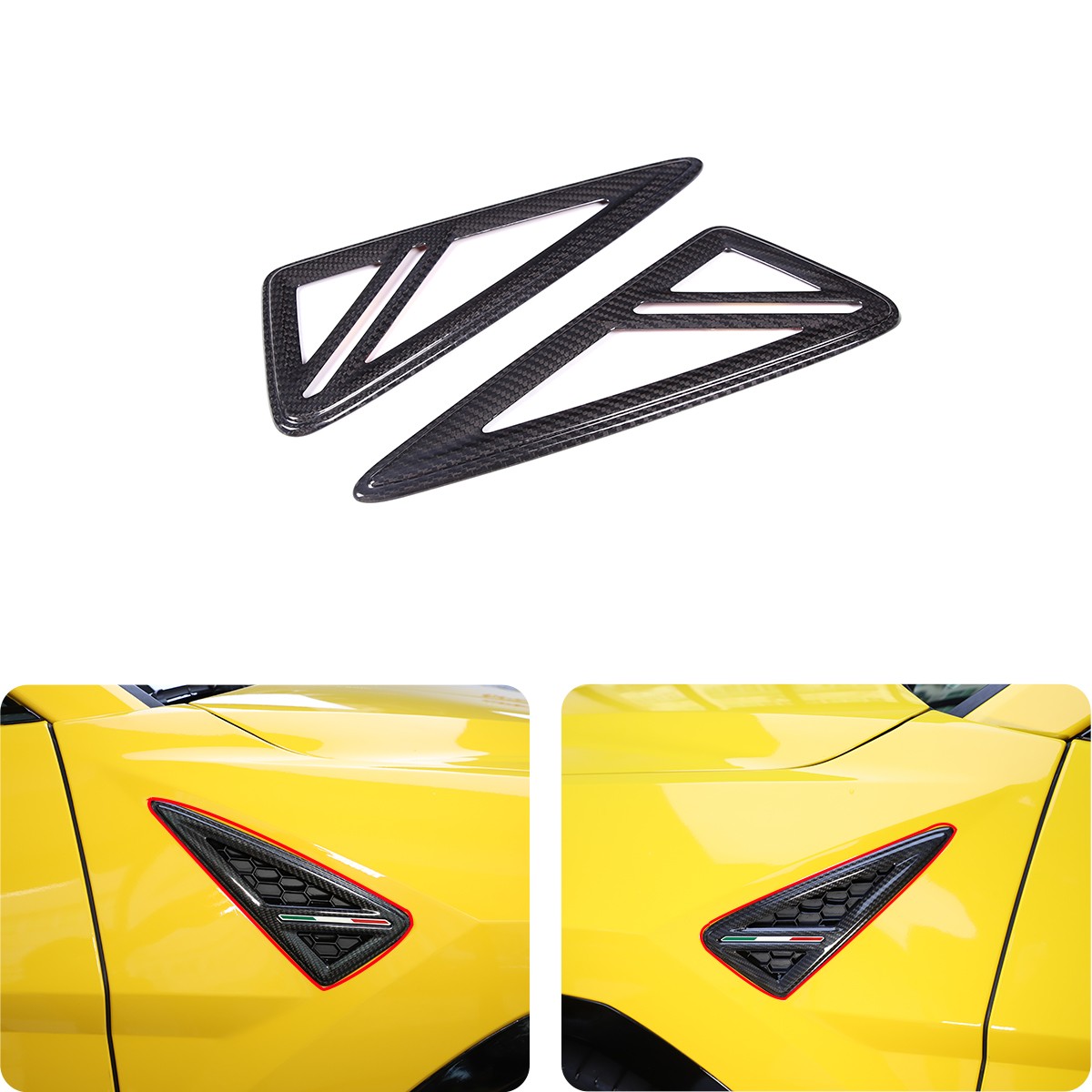 Real Carbon Fiber Car Side Fender Vent Cover Trim For Lamborghini URUS 2018-2021