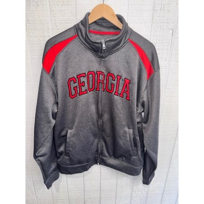 Campus Heritage Georgia Bulldogs Track Jacket Mens Gray Red Embroidered Size M