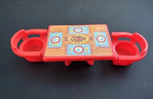 Vintage Fisher Price Little People Plastic Houseboat Lobster Table 2x Chairs Red