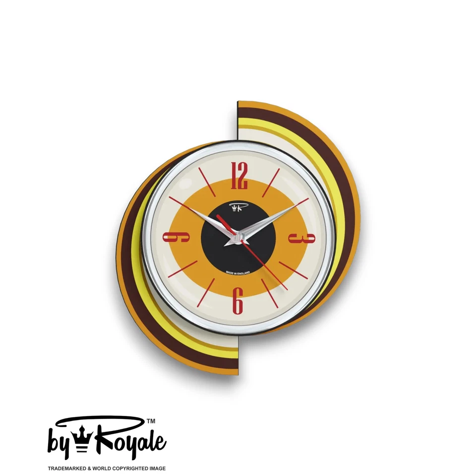 Mid Century Modern Clock Royalexe Laminate By Royale - Meteor Eye in 12 Colours - Image 1 of 1
