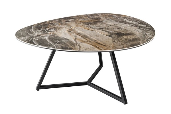 Couchtisch Keramik Hartglas Metall 90 X 75 X 40 Cm Marmor Optik Sofatisch-image
