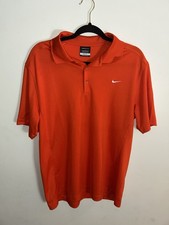 Nike Golf Men's L Orange Dri-Fit Polo Shirt Short Sleeve Collared Solid Button