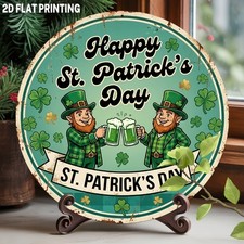 Vintage Round Aluminum Tin Metal Signs Home D cor for St. Patrick'S Day  8X8 In
