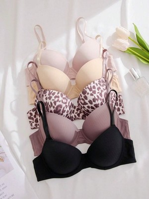 Damen BH mit Leopardenmuster und Bügel 5er Pack Billig24