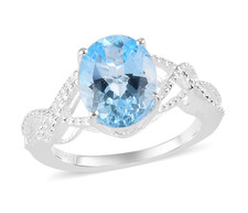 Himmelblautopas Solitär Ring (8) Sterlingsil...