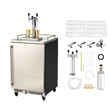 Uimoso 24" Triple-Tap Beer Kegarator Dispenser w/CO2 Tank 160L Beverage Cooler