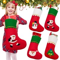 Weihnachtsstrumpf Nikolausstrumpf 4Er Set Vliesstoff Kaminsocken Deko Rot