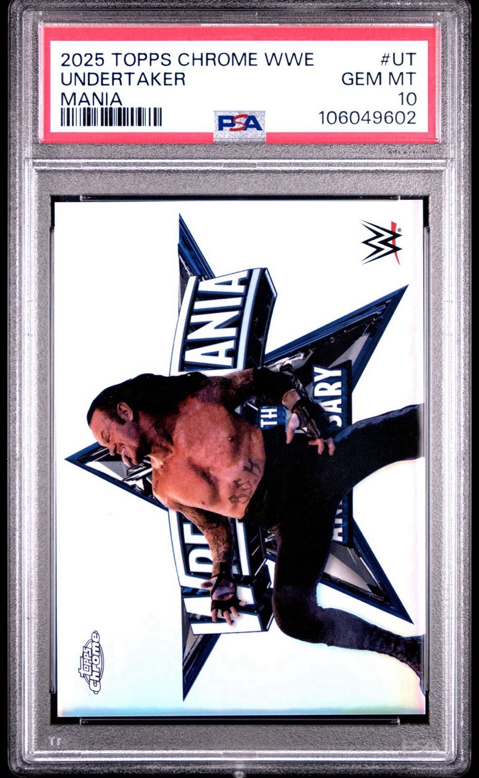 2025 Topps Chrome WWE Undertaker Mania Case Hit - PSA 10 view 1