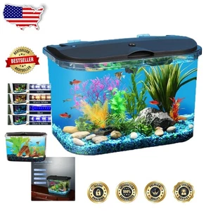 Complete 5-Gallon Aquarium Kit Energy-Efficient LED Power Filter Shatterproof