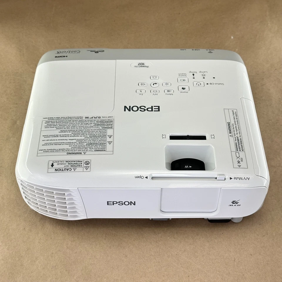 Epson PowerLite 107 LCD Projector – Remote, HDMI, Cord - New Lamp - Image 2 of 4