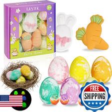 Kids Bath Bombs with Surprise Inside: 9 Pcs Natural Organic Egg Bunny Shaped Bas