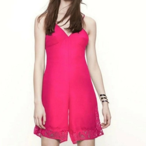Maje Isadora Jumpsuit Hot Pink Lace NWT 