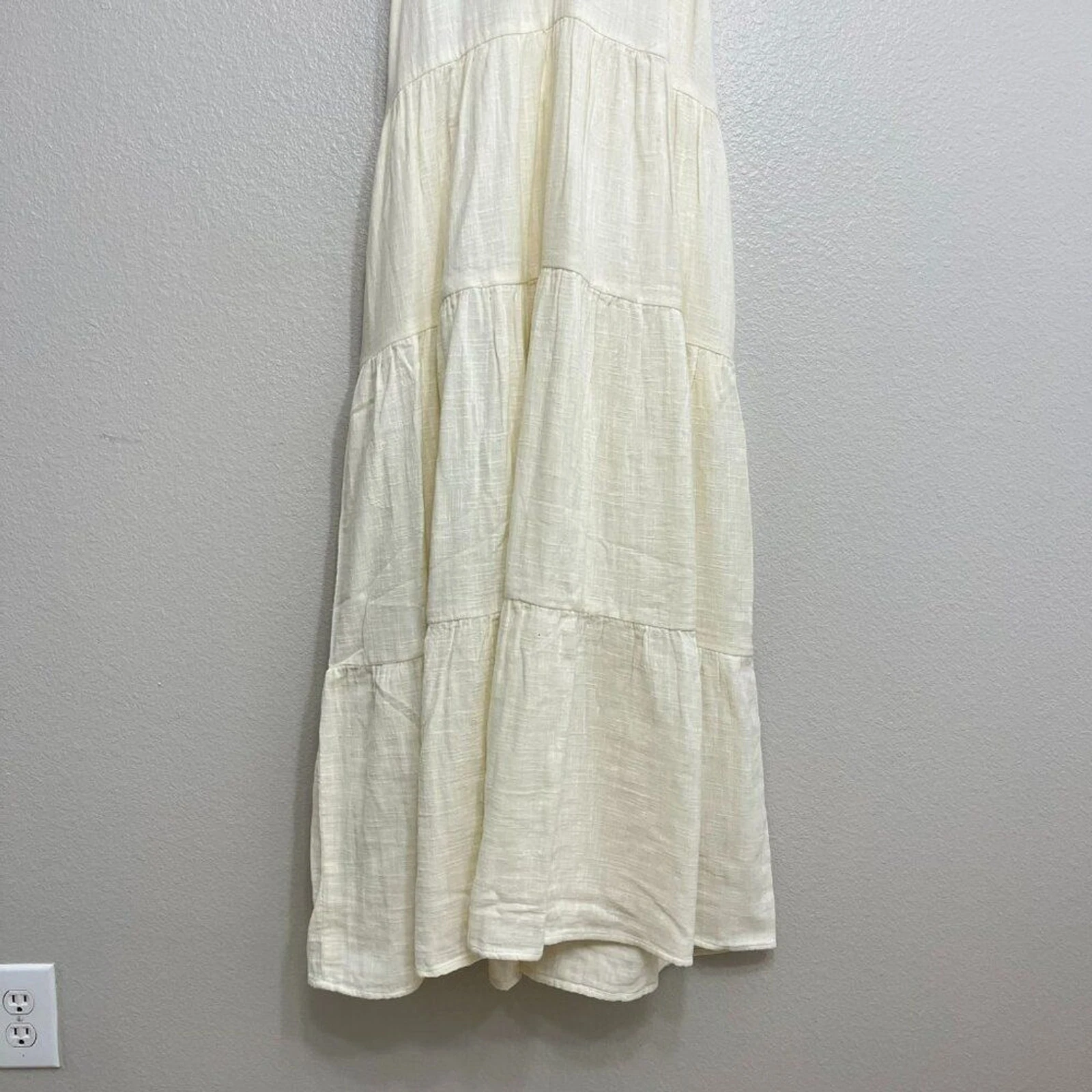 OFF WHITE Maxi abito Able Tyler garza taglia XXL donna bianco panna con spalline a strati