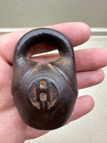 Ancienne kettlebell pesant 1 lb 0,400 kg Empire russe années 1900 fer Nicolas II - Photo 1/12
