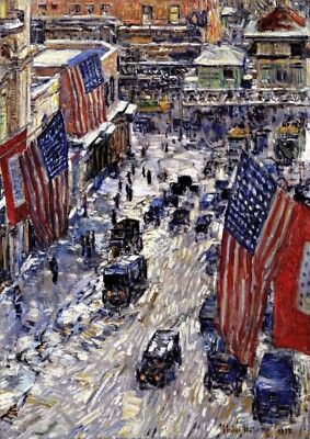 1484 Flags on 57th Street 1918 by Frederick Childe Hasam - Giclée Fine Art Print