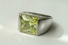Ring hellgrüner geschliffener Stein 925 Silber Vintage um 1990 ring silver