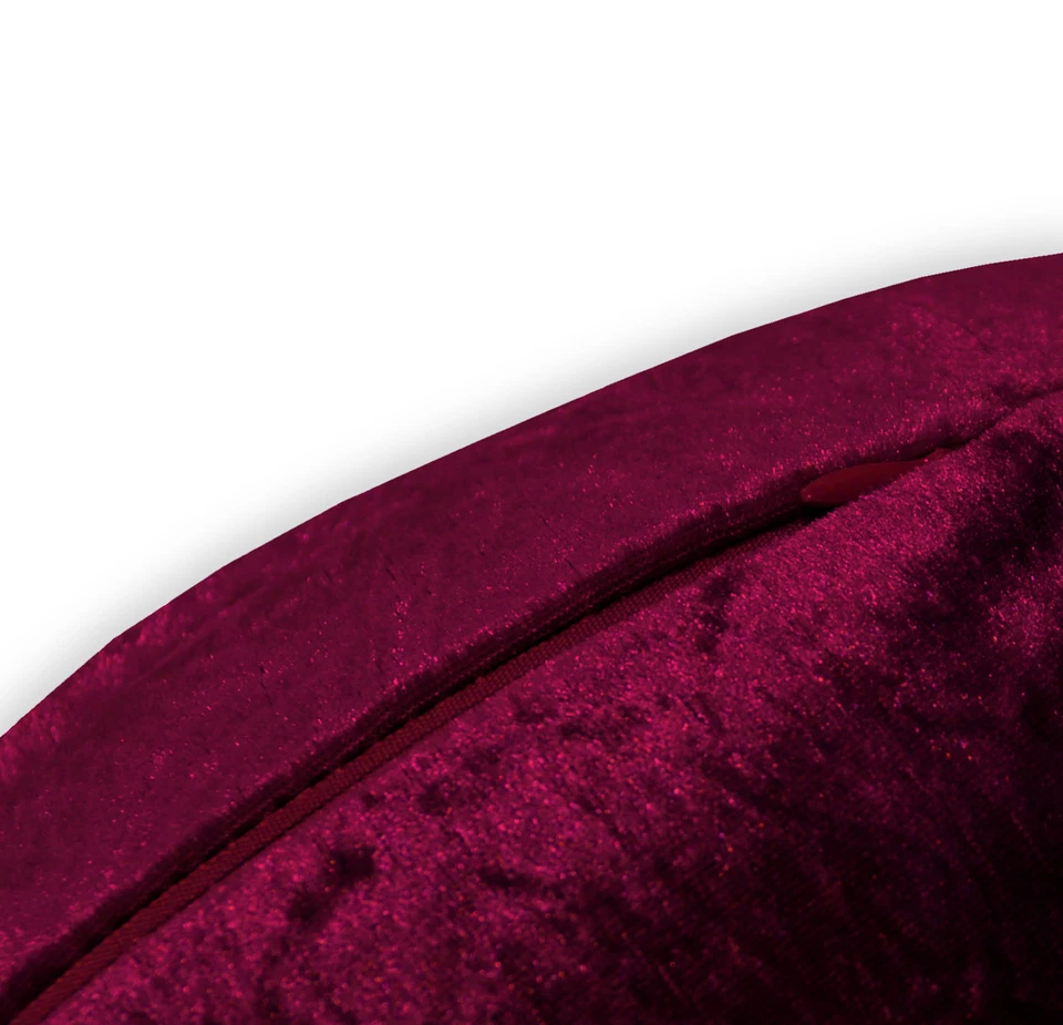mv28n Dark Magenta Red Shimmer Diamond Crushed Velvet Round Shape Cushion Cover - Image 2 of 4