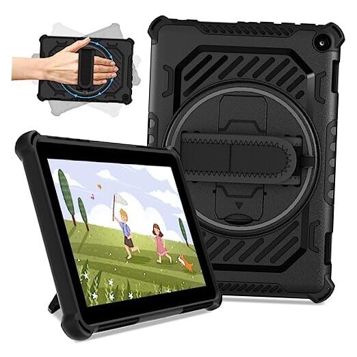Protective Black Case for Fire HD 8 & HD 8 Plus 10th/12th Gen 2020-2022 Release
