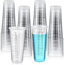 100 Pieces 16 Oz Disposable Plastic Measuring Cups Clear Resin Mixing Cups for E