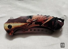 Spring Assisted 8" Every Day Tactical Folding Pocket Knife ABS Dragon Handle