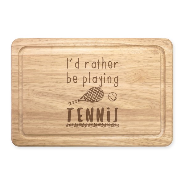 I'd Eher Sein Playing Tennis Rechteckig Holz Schneidebrett - Lustig Sport-image